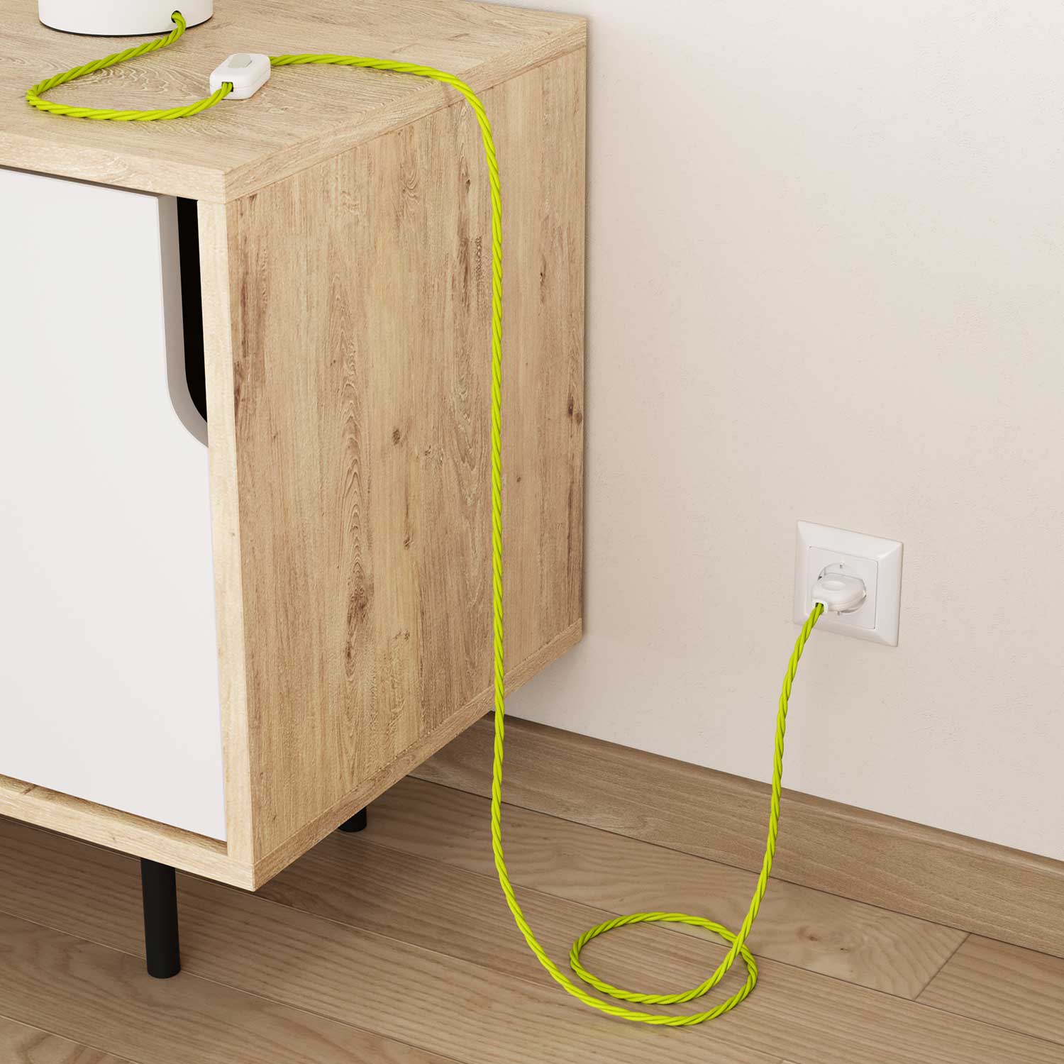 Filo elettrico tessile trecciato color Giallo Fluo - L'Originale Creative Cables, la scelta migliore per lampade moderne - TF10