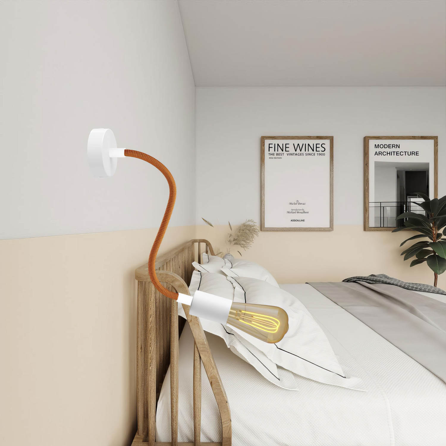 Kit Creative Flex tubo flessibile di estensione rivestito in tessuto RM74 Rame con terminali metallici Bianco opaco 30 cm