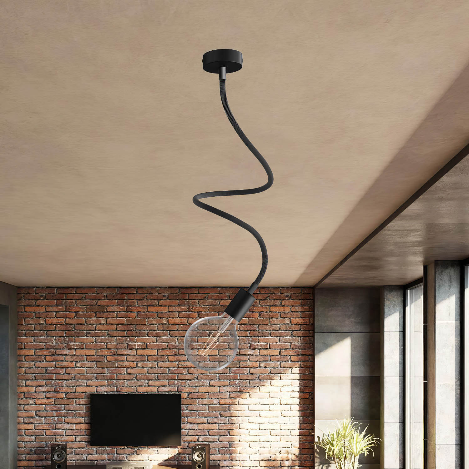 Kit Creative Flex tubo flessibile di estensione rivestito in tessuto RZ30 Nero Ferro con terminali metallici Nero 90 cm