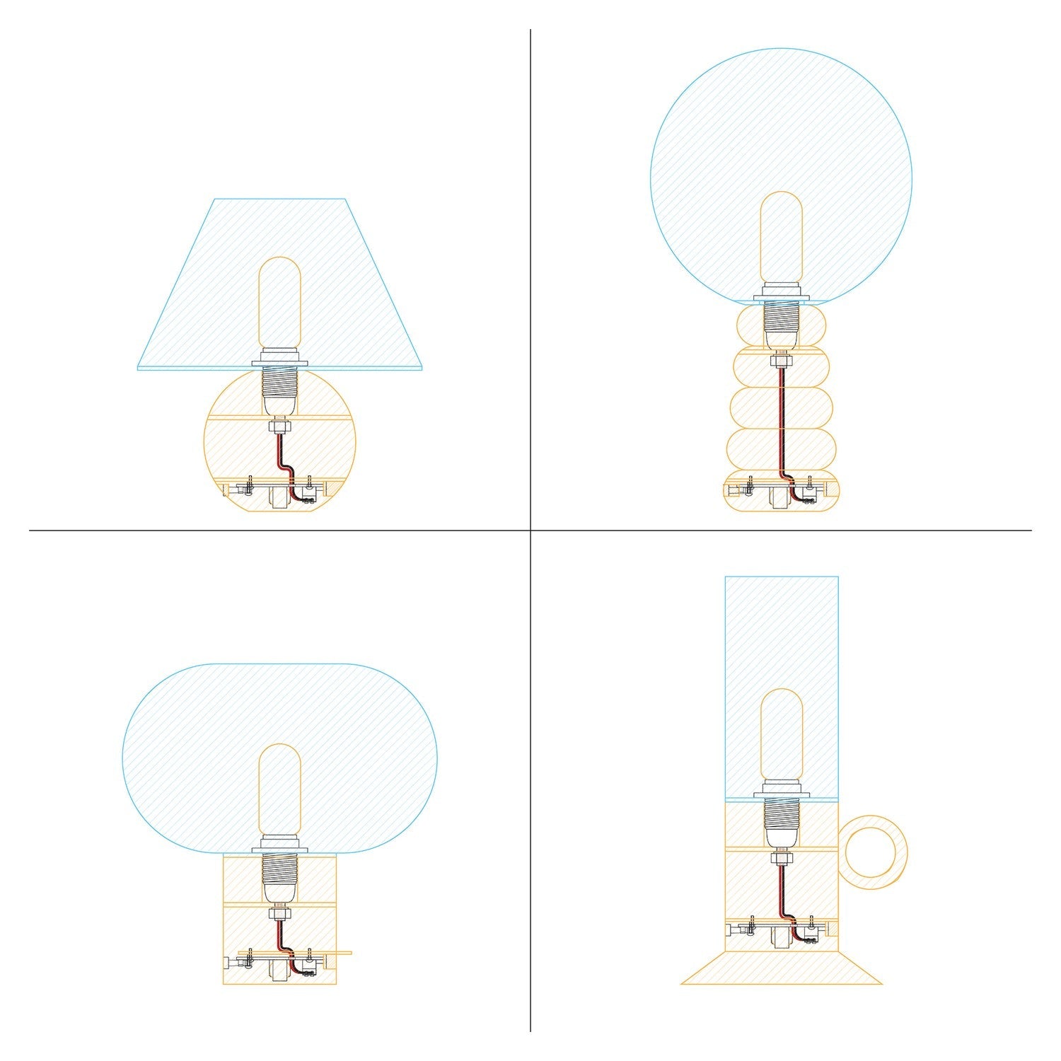 Kit elettronico per lampade a batteria 5V USB-C con portalampada E14 filettato - Bianco