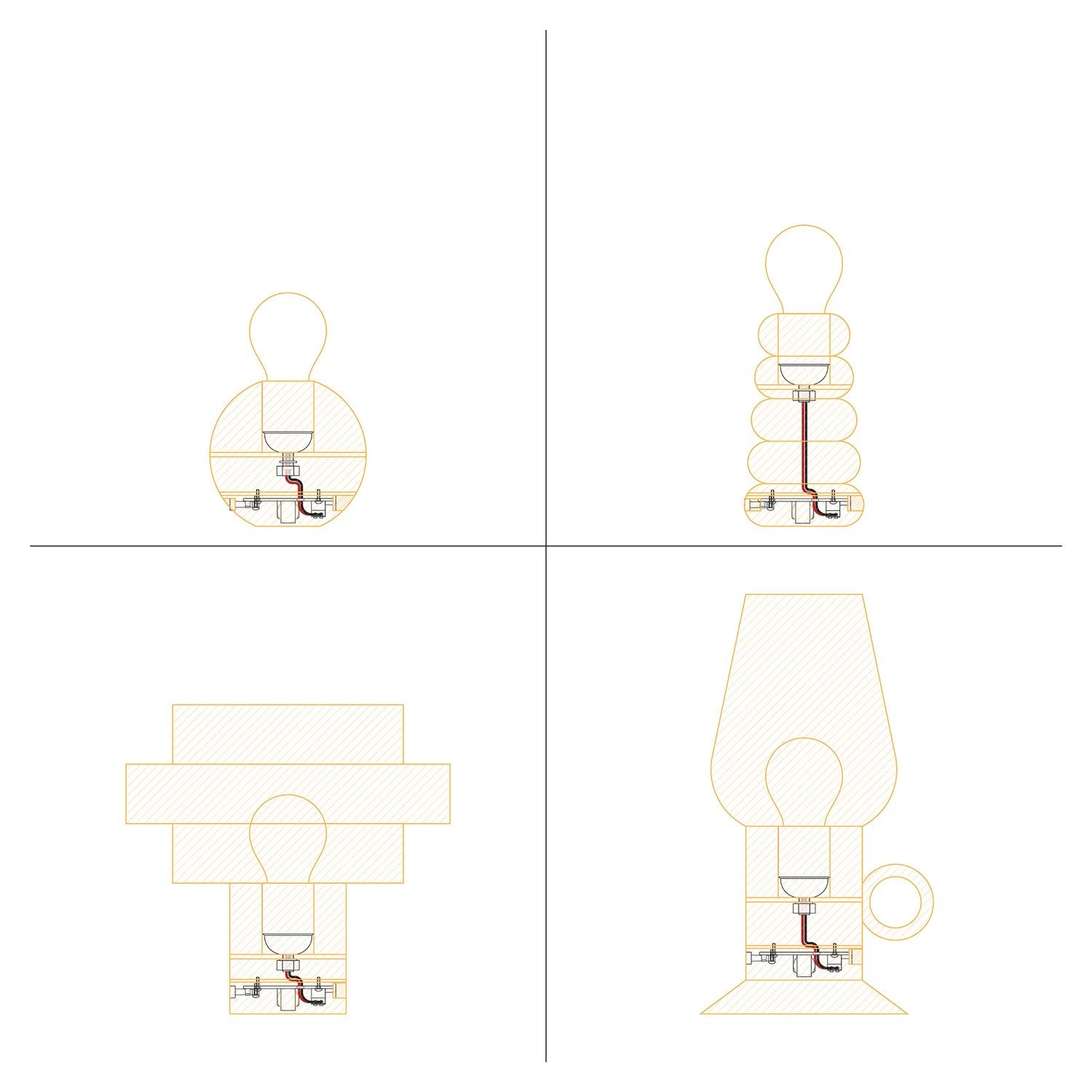 Kit elettronico per lampade a batteria 5V USB-C con portalampada E27 liscio - Bianco