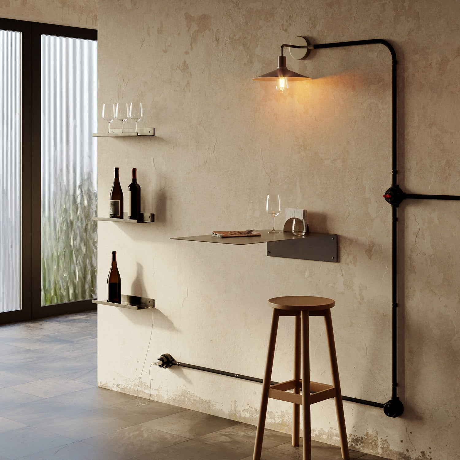 Kit interruttore/deviatore con dado a farfalla e base per Creative-Tubes in porcellana nera Rosso 2