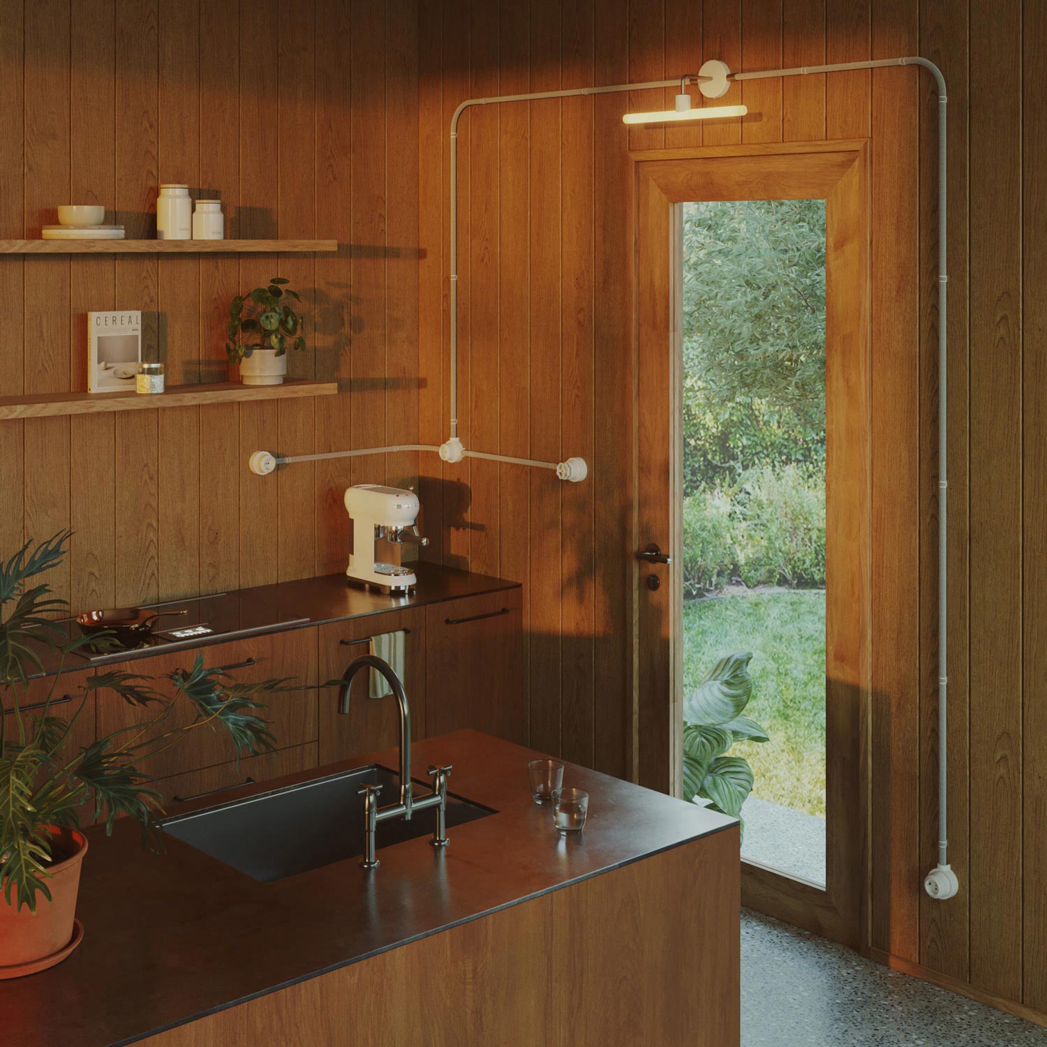 Kit interruttore/deviatore con manopola e base per Creative-Tubes in porcellana bianca Bianco 2 in linea