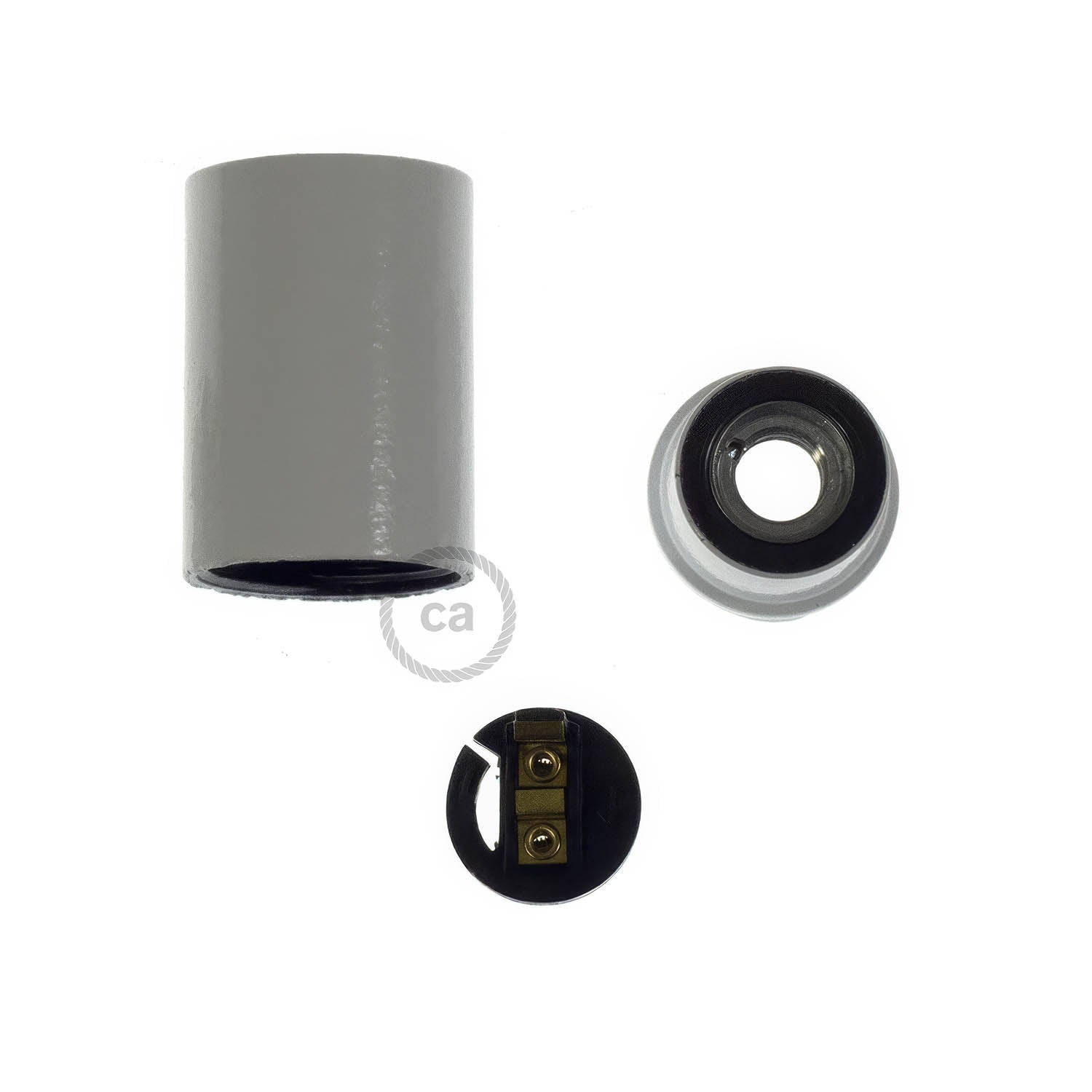 Kit portalampada E14 in bakelite - Bianco