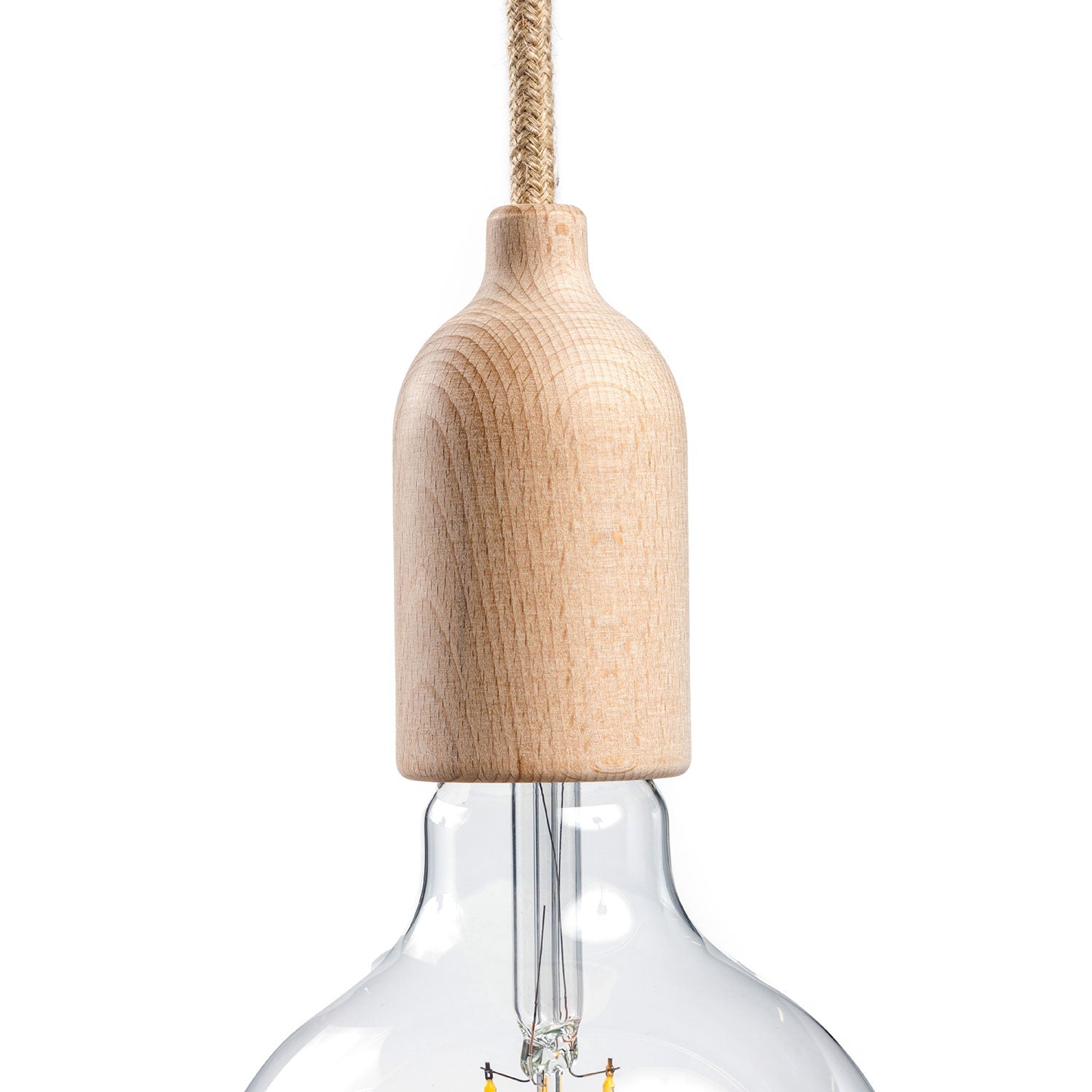 Kit portalampada E27 in legno con serracavo nascosto - Neutro