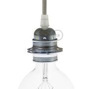 Kit portalampada E27 in metallo con doppia ghiera per paralume - Argento Conico