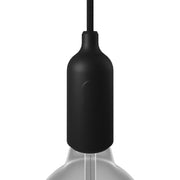 Kit portalampada E27 in silicone con interruttore e serracavo nascosti - Nero