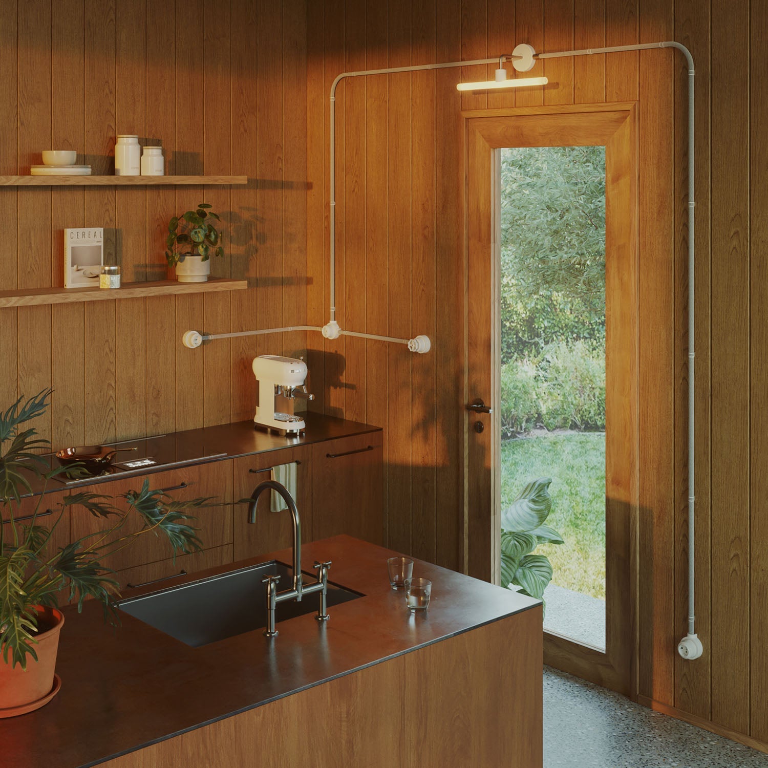 Kit presa bipasso italiana 10/16A da parete e base per Creative-Tubes in porcellana - Bianco 1