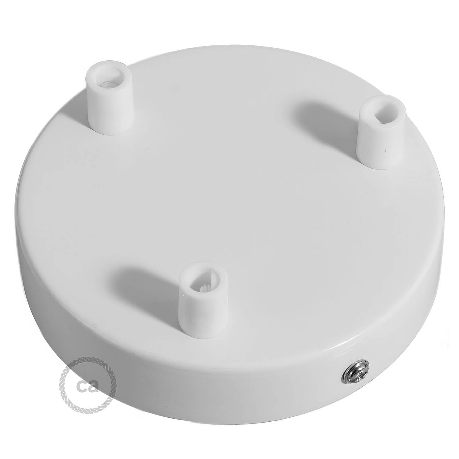 Kit rosone cilindrico in metallo a 3 fori - Bianco lucido Cilindrico