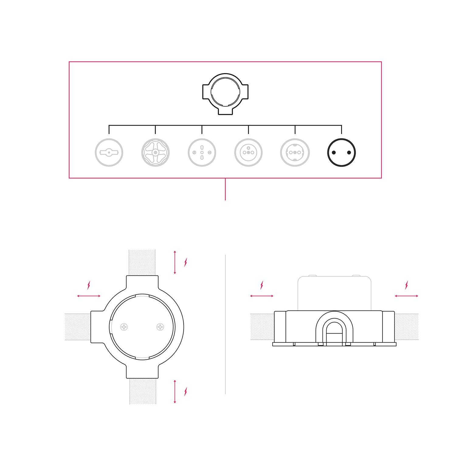 Kit scatola di derivazione e base per Creative-Tubes in porcellana - Bianco 3