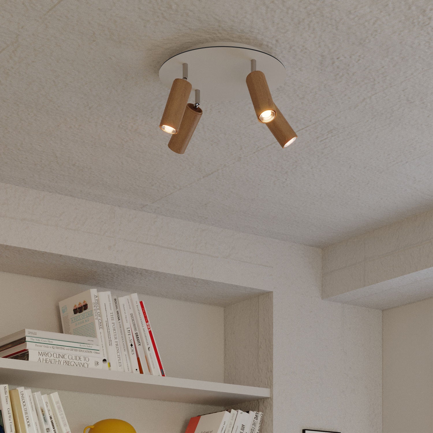 Lampada a 4 faretti con paralume Tub-E14 e Rose-One XXL rotondo - Neutro