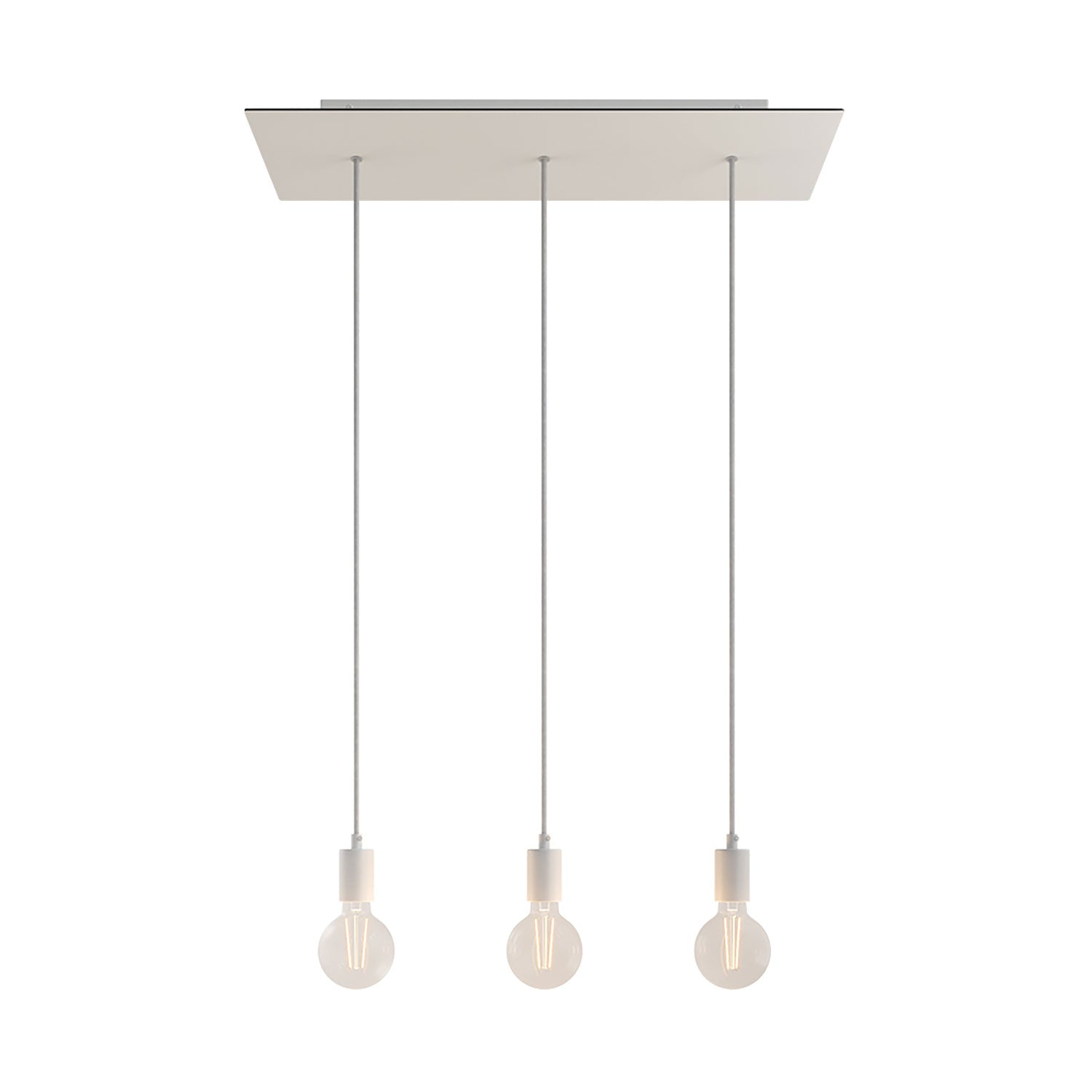 Lampada a sospensione a 3 cadute con XXL Rose-One rettangolare 675 mm con finiture in metallo - Bianco opaco