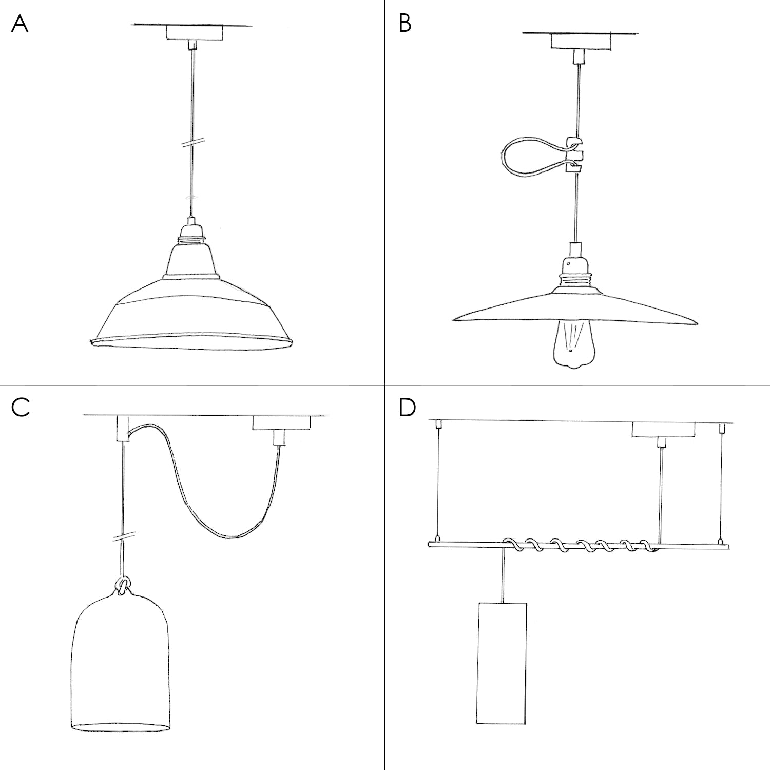 Lampada a sospensione completa di cavo tessile e doppio paralume Tub-E14 in legno e metallo - Titanio satinato