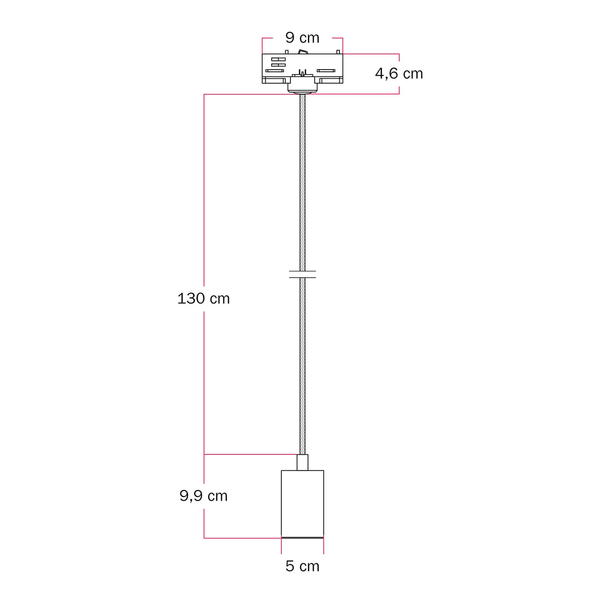 Lampada a sospensione con faretto GU10 Bispot per sistema a binario - Bronzo satinato / Nero - Creative Cables