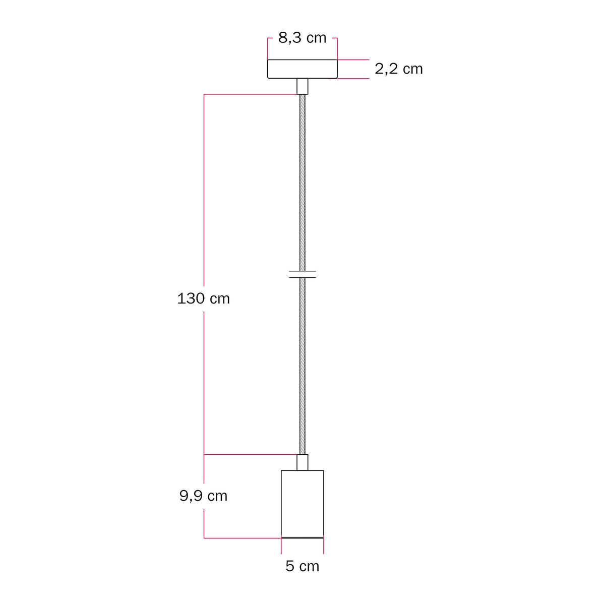 Lampada a sospensione con faretto GU10 Bispot - Titanio satinato - Creative Cables