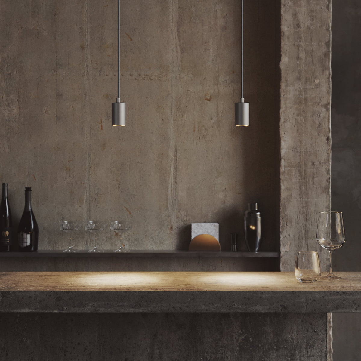 Lampada a sospensione con faretto GU10 Bispot - Titanio satinato - Creative Cables