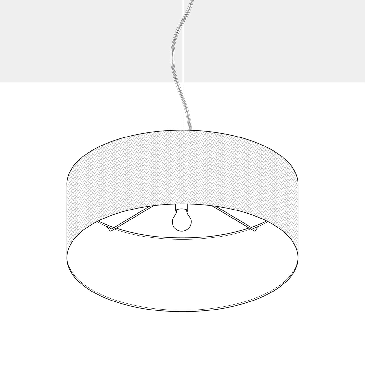 Lampada a sospensione con paralume in tessuto Cilindro Large - Made in Italy - Arenal Tortora No