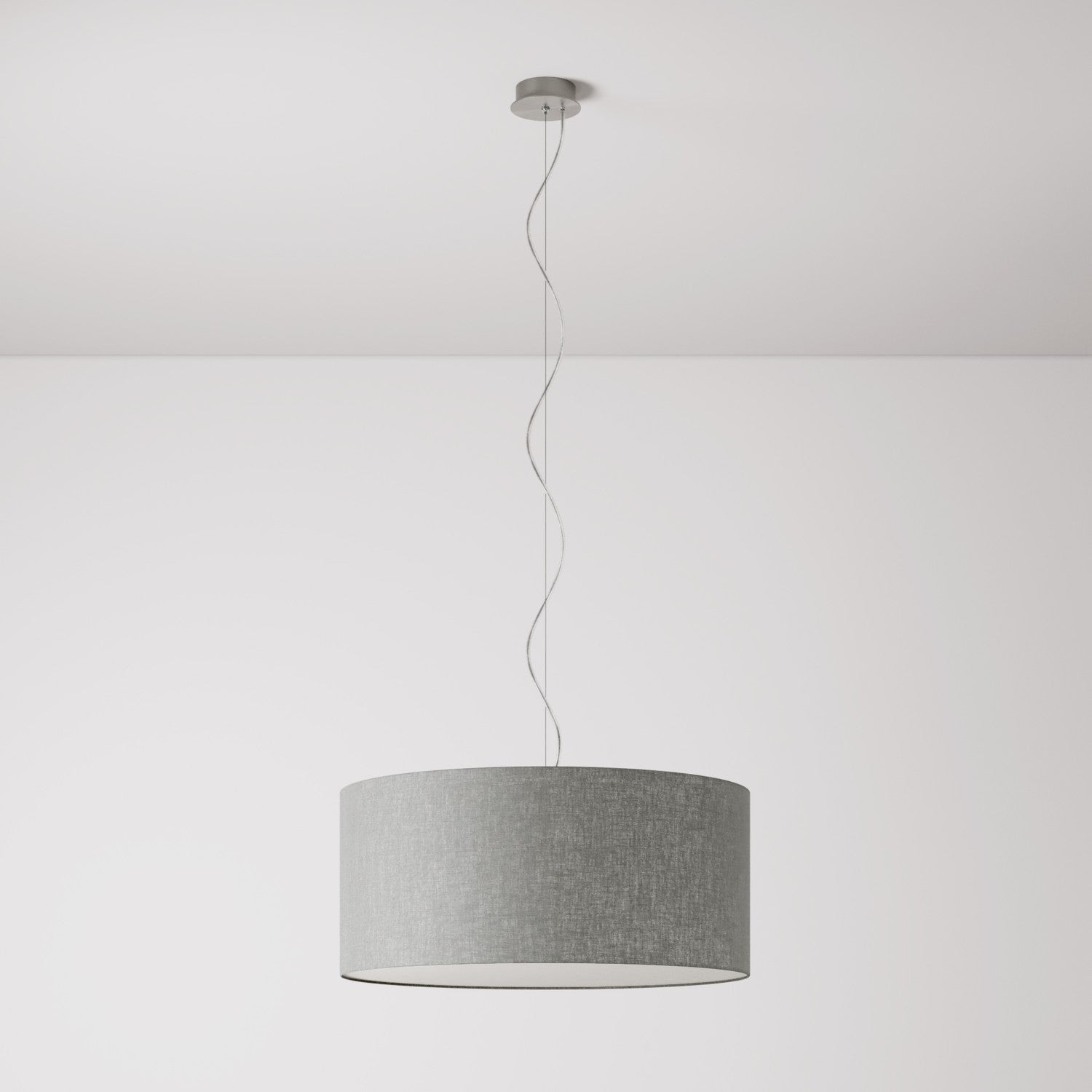 Lampada a sospensione con paralume in tessuto Cilindro Large - Made in Italy - Camelot Grigio Si
