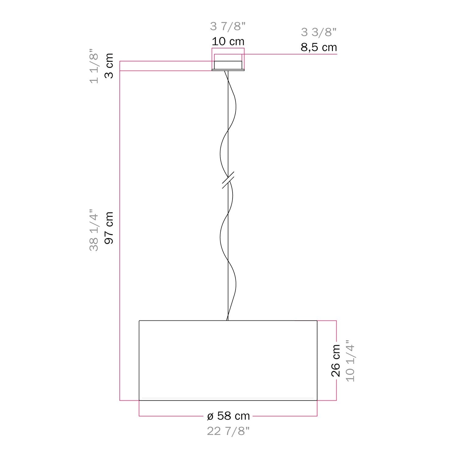 Lampada a sospensione con paralume in tessuto Cilindro Large - Made in Italy - Teletta Mandarino Si