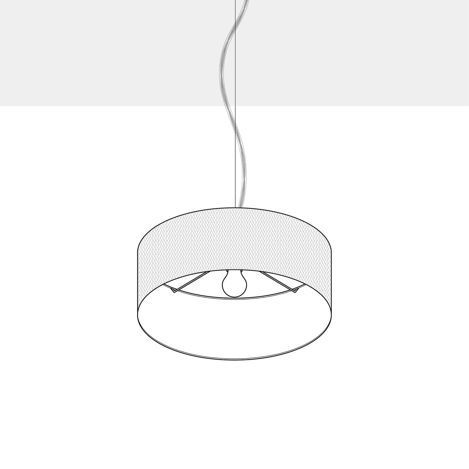 Lampada a sospensione con paralume in tessuto Cilindro Small Teletta azzurro severo - Made in Italy No