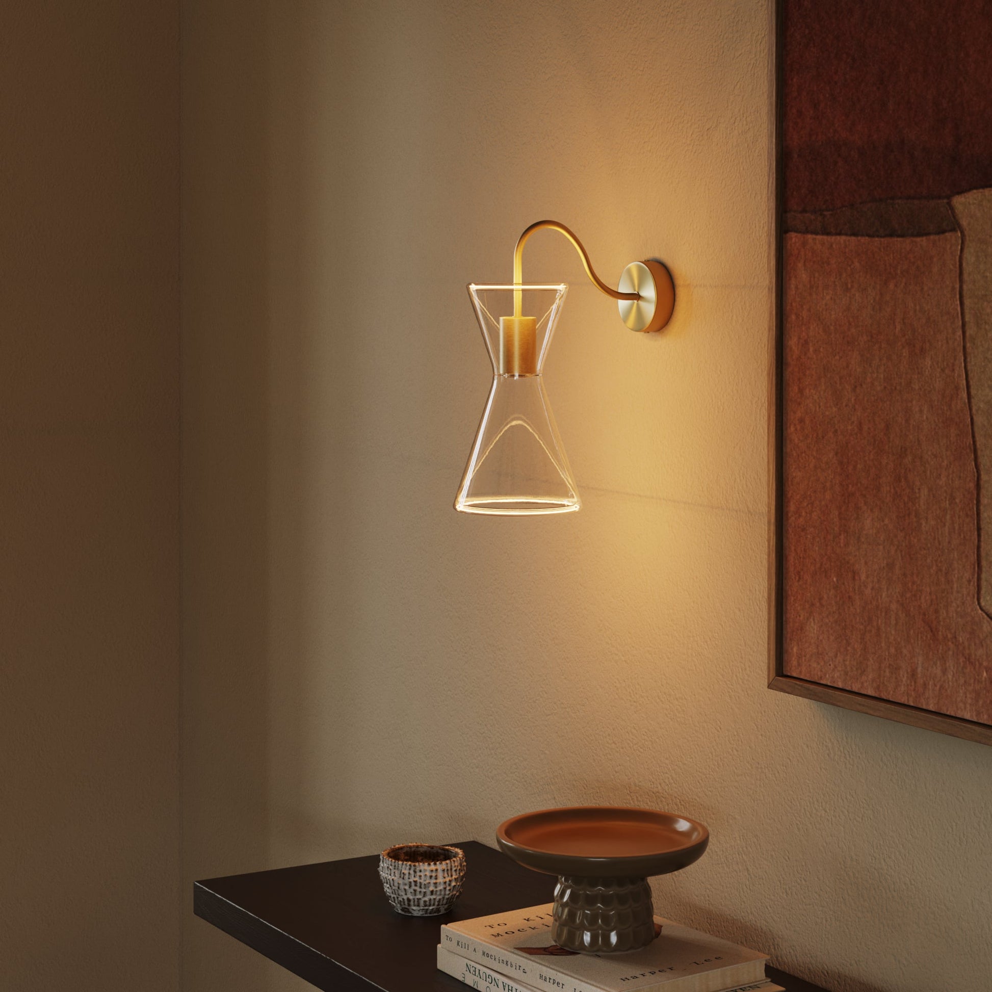 Lampada da parete Ghost Doppio cono con estensione a S - Bronzo satinato