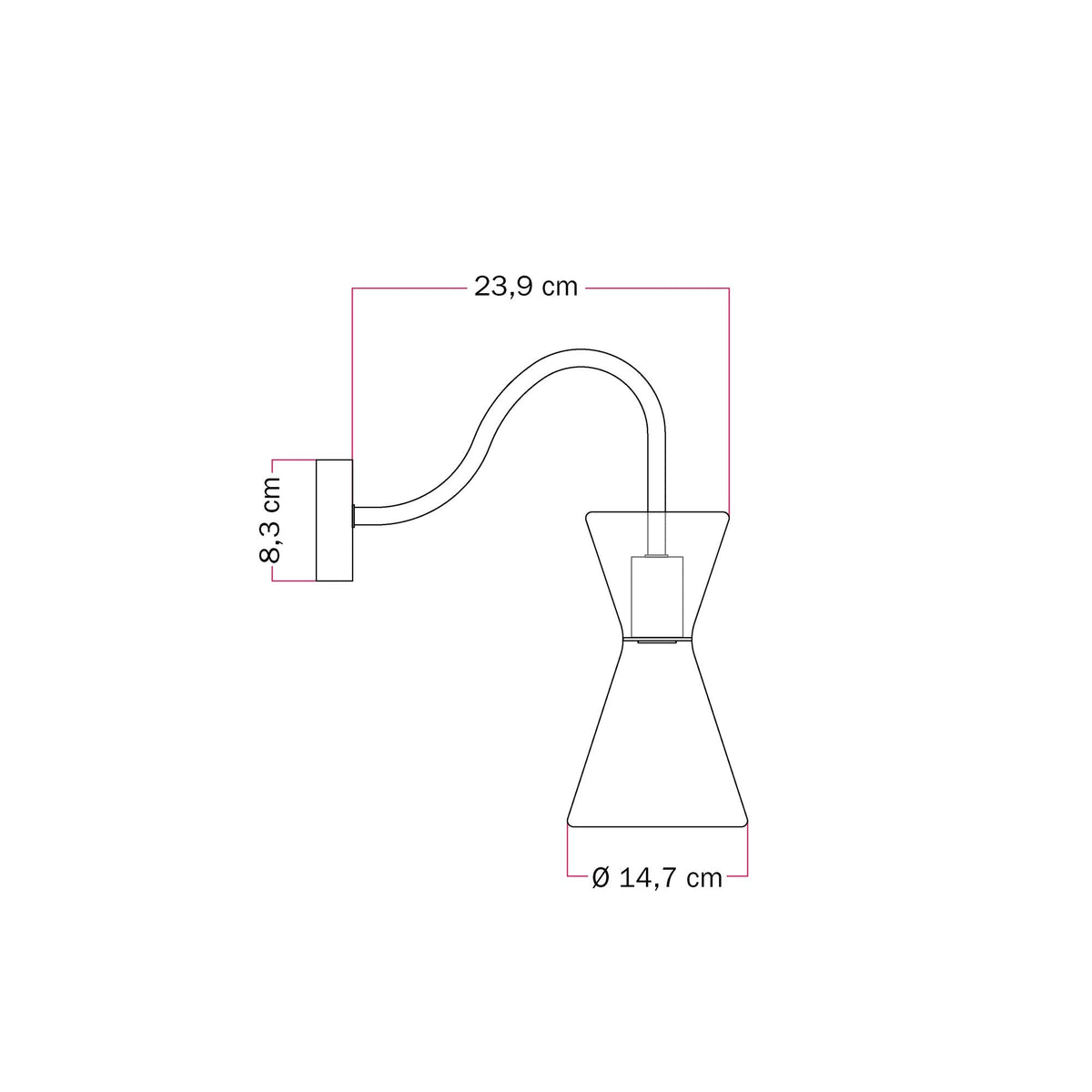 Lampada da parete Ghost Doppio cono con estensione a S - Bronzo satinato