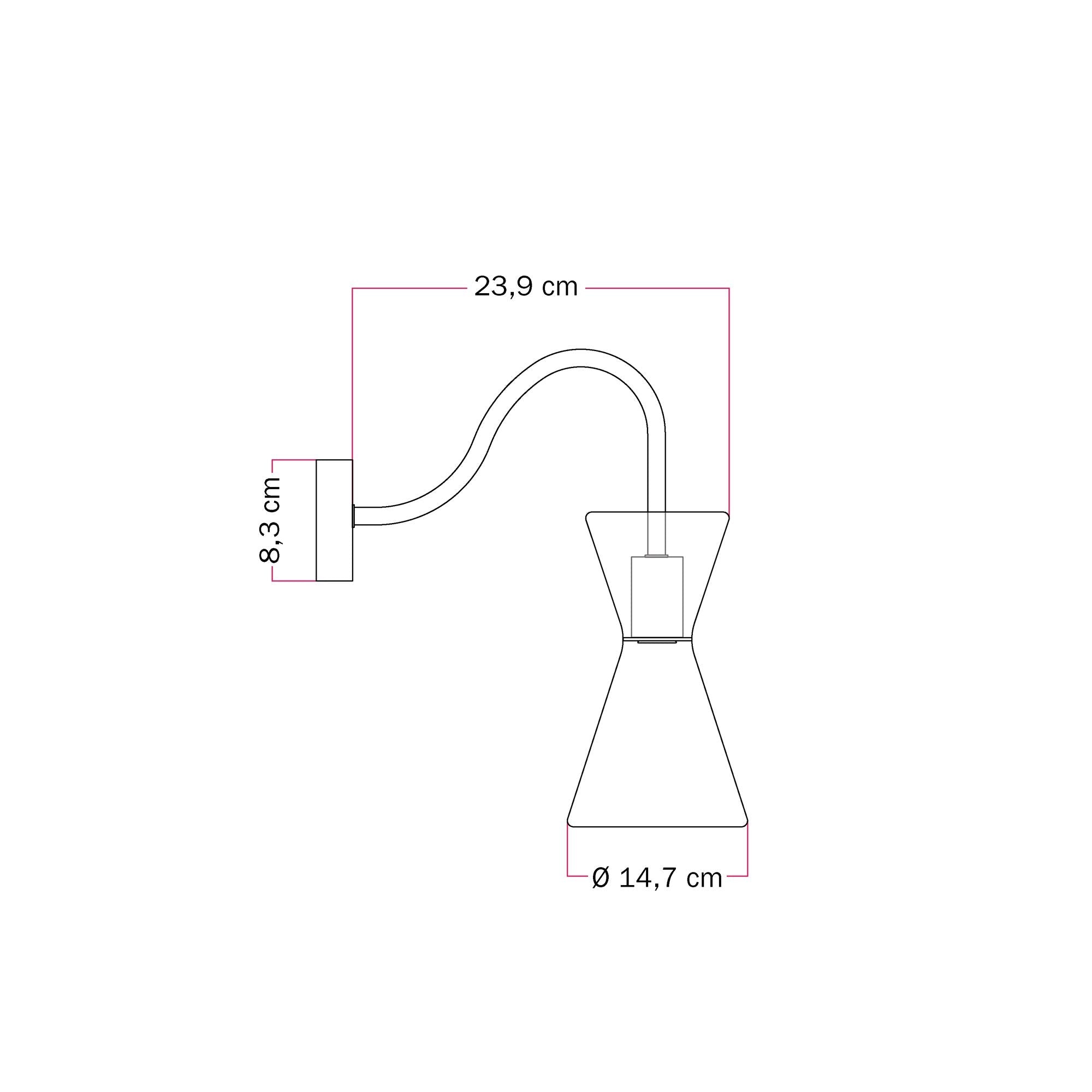Lampada da parete Ghost Doppio cono con estensione a S - Nero