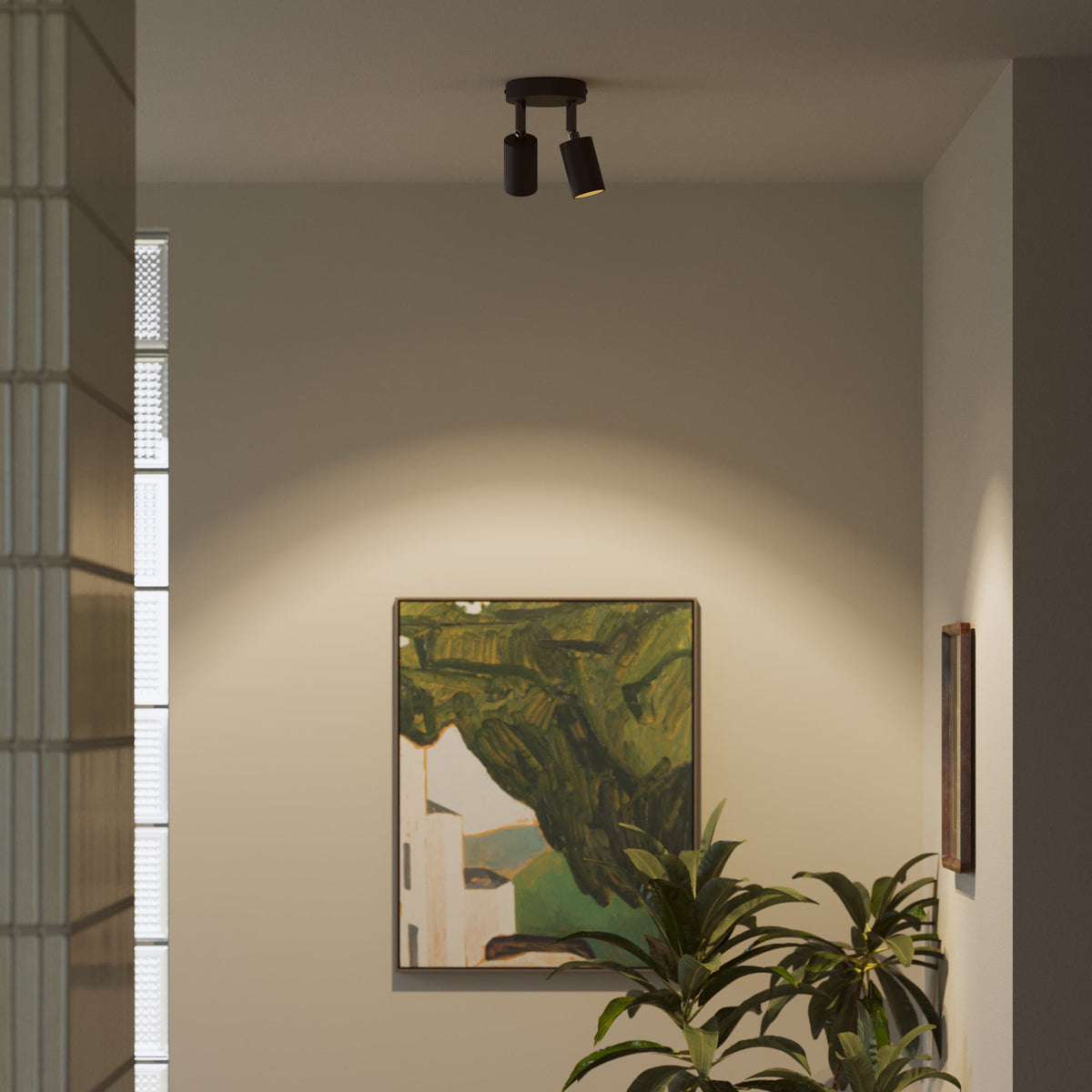 Lampada da parete o soffitto con 2 faretti GU10 Bispot orientabili - Nero - Creative Cables