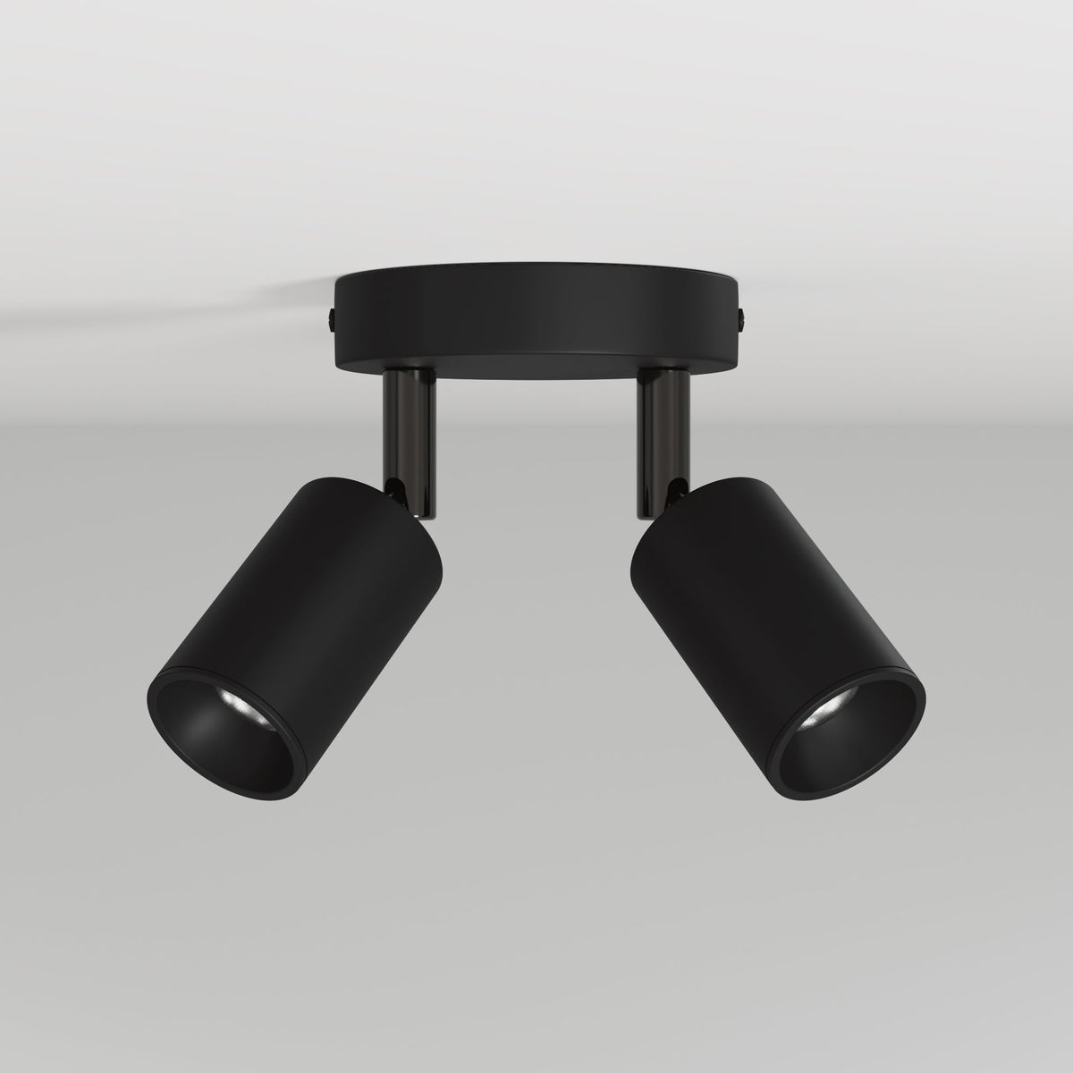 Lampada da parete o soffitto con 2 faretti GU10 Bispot orientabili - Nero - Creative Cables