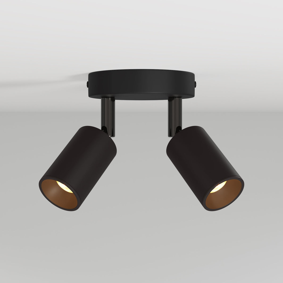 Lampada da parete o soffitto con 2 faretti GU10 Bispot orientabili - Nero - Creative Cables
