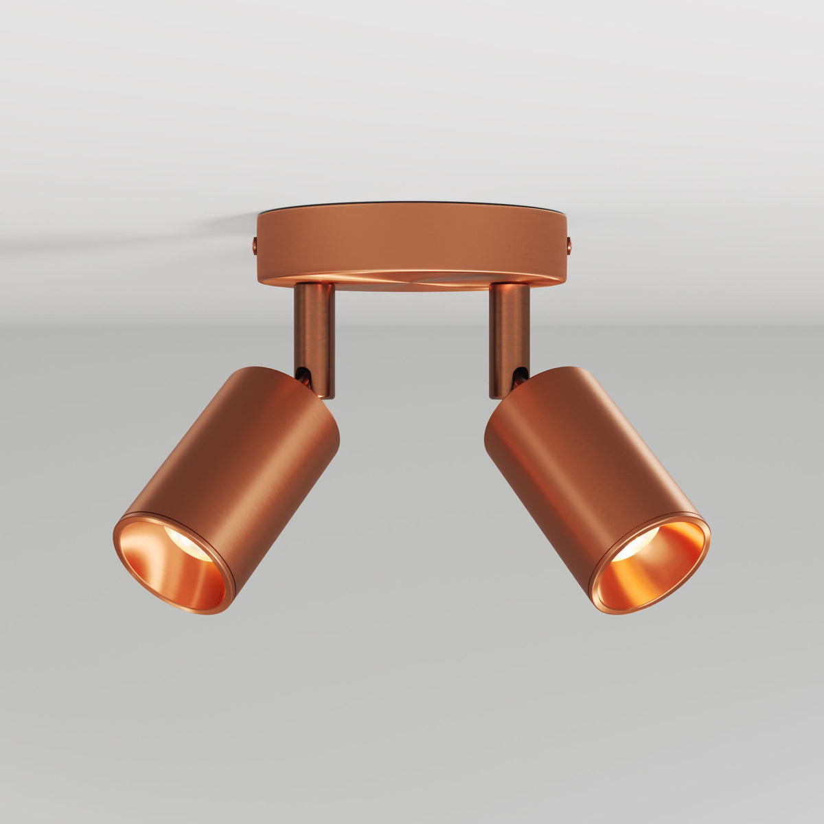 Lampada da parete o soffitto con 2 faretti GU10 Bispot orientabili - Rame satinato
