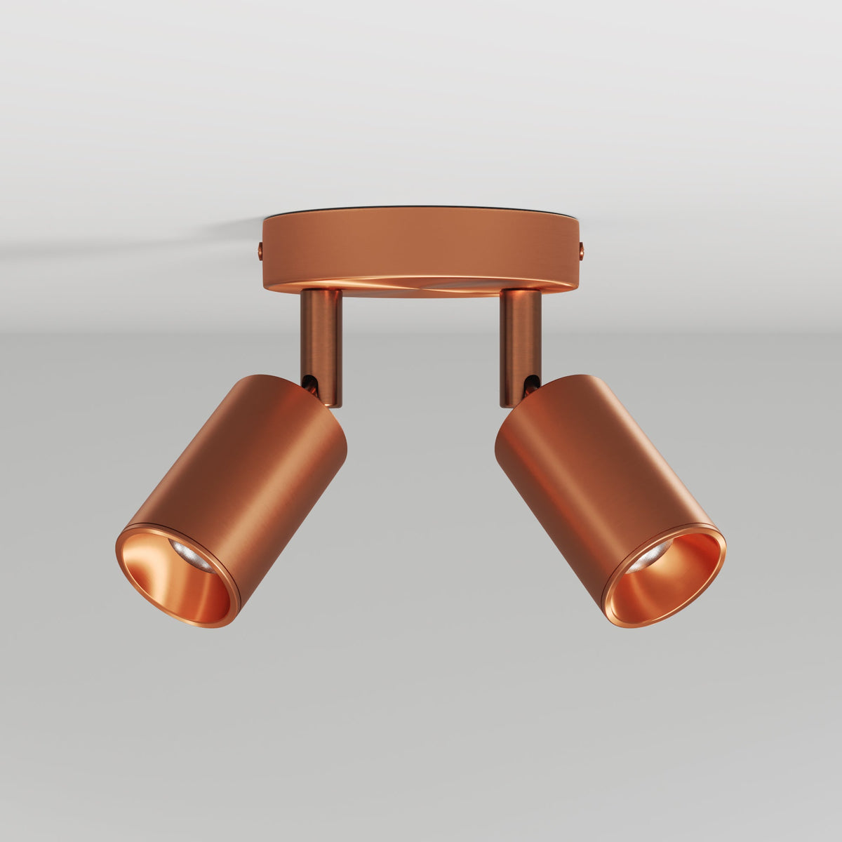 Lampada da parete o soffitto con 2 faretti GU10 Bispot orientabili - Rame satinato