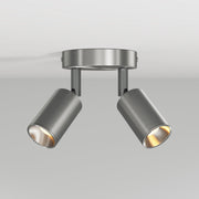 Lampada da parete o soffitto con 2 faretti GU10 Bispot orientabili - Titanio satinato - Creative Cables