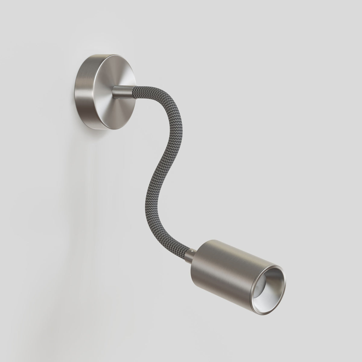 Lampada da parete o soffitto con faretto GU10 Bispot e braccio orientabile Flex 30 cm - Titanio satinato - Creative Cables