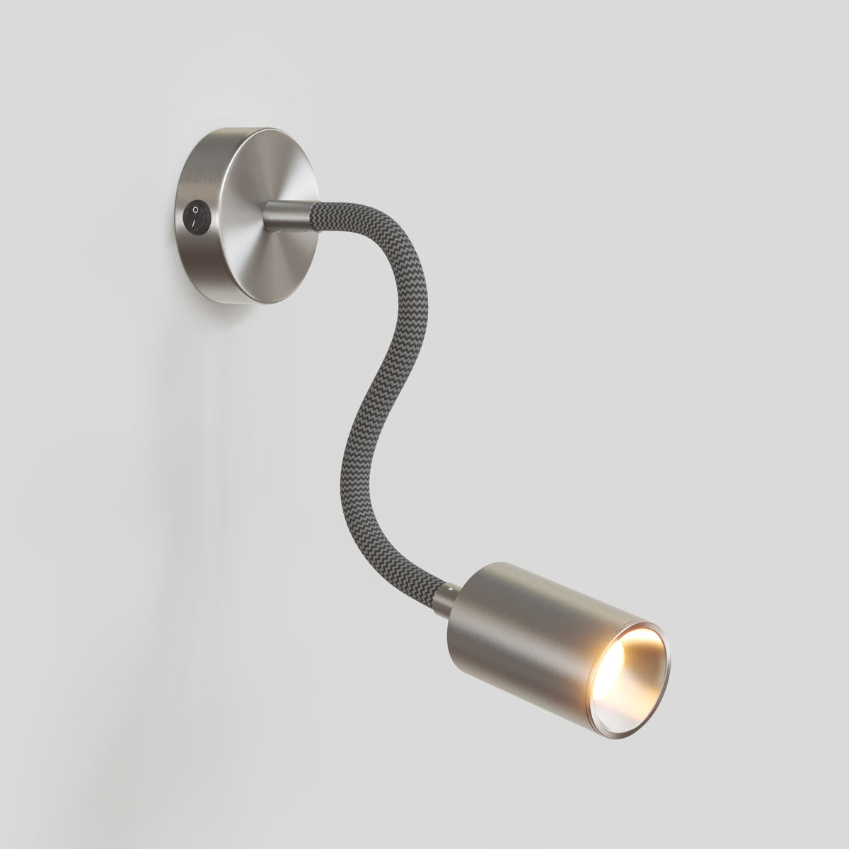 Lampada da parete o soffitto con faretto GU10 Bispot e braccio orientabile Flex 30 cm - Titanio satinato - Creative Cables