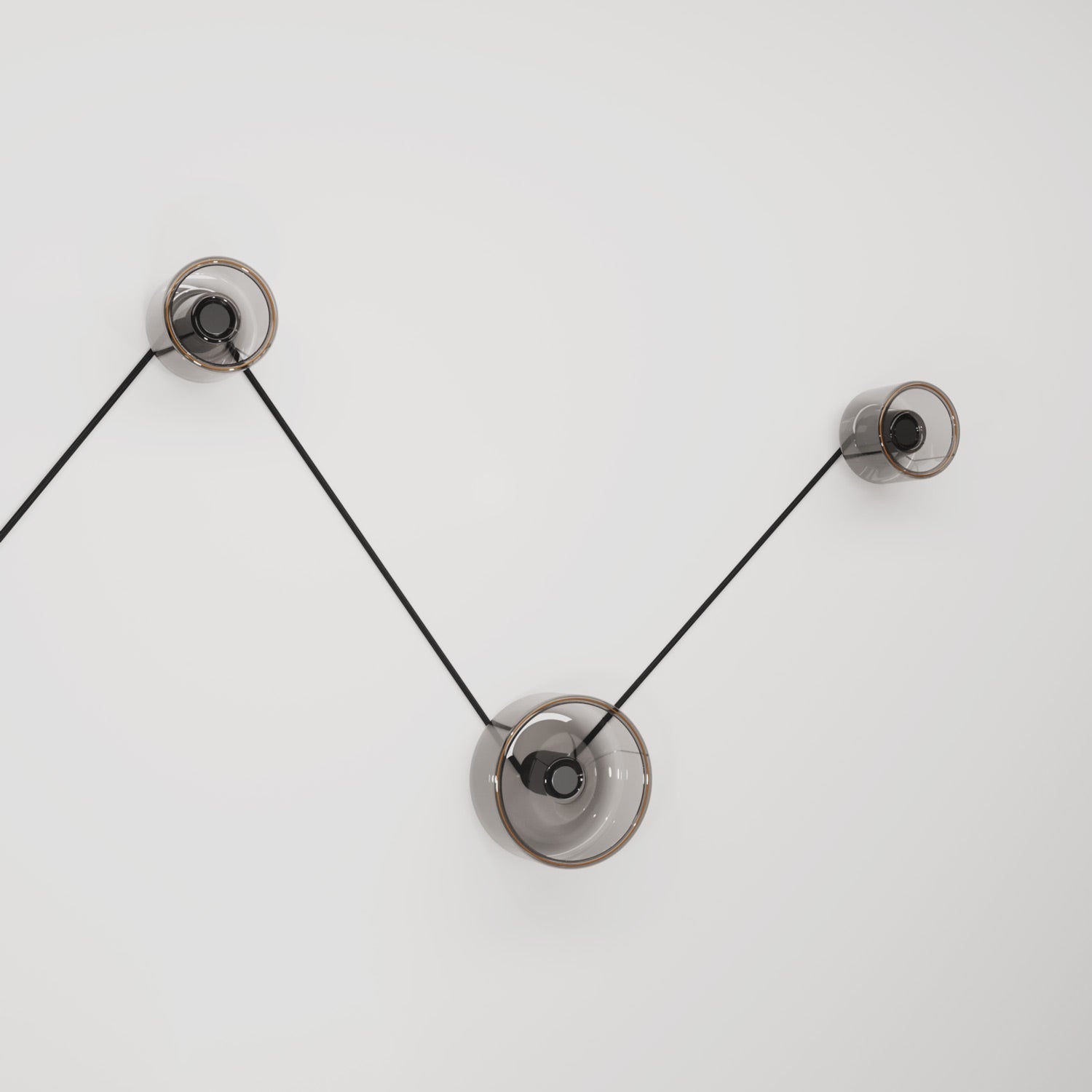 Lampada da parete Spostaluce con 3 lampadine Ghost e cavo nero