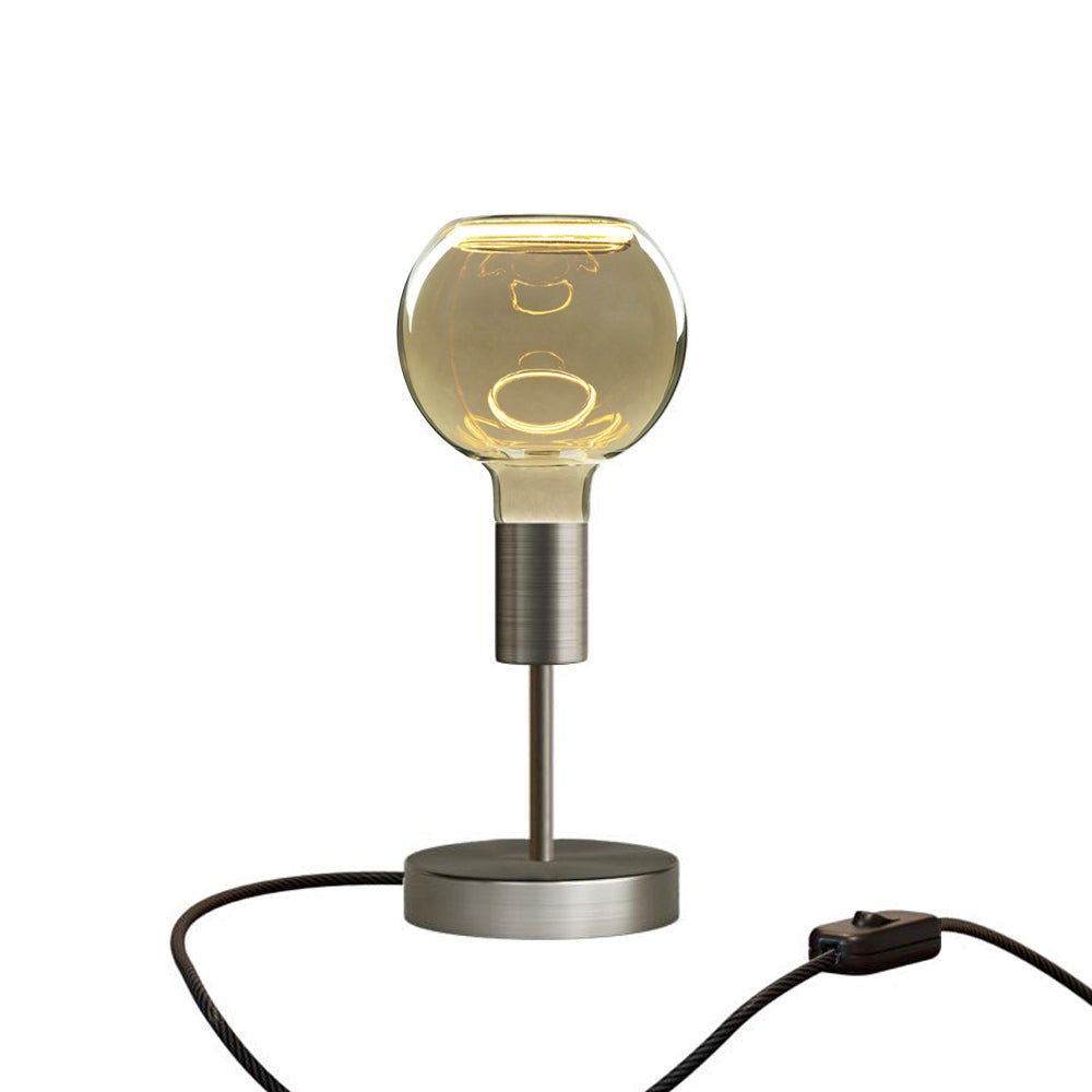 Lampada da tavolo Alzaluce Globo Ghost in metallo - Titanio satinato Interruttore