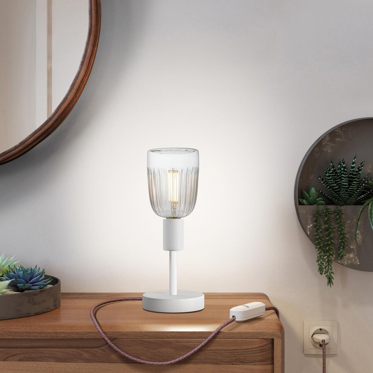 Lampada da tavolo Alzaluce Tiche in metallo - Bianco opaco Dimmer