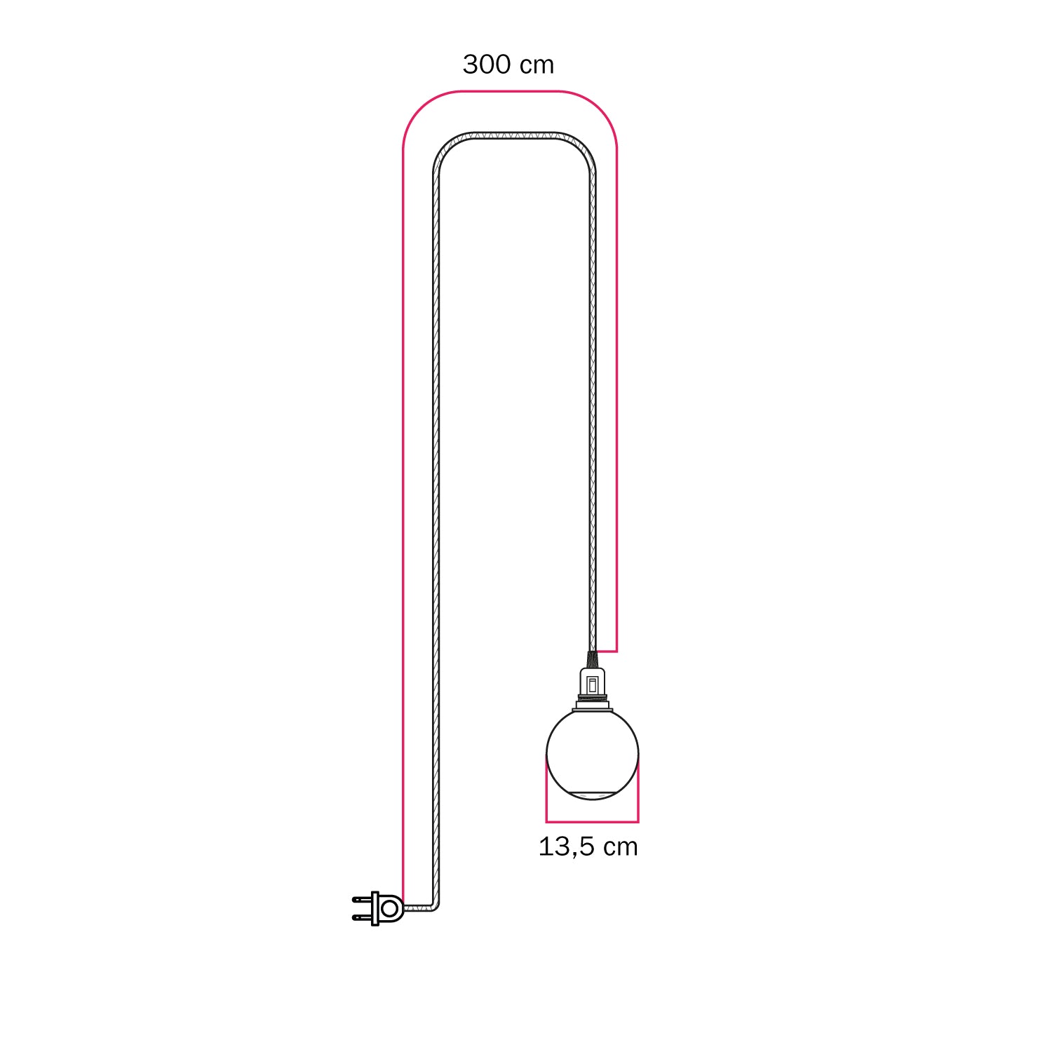 Lampada portatile Snake con interruttore sul portalampada, spina, paralume infrangibile Unbreak-a-Ball e cavo RZ10