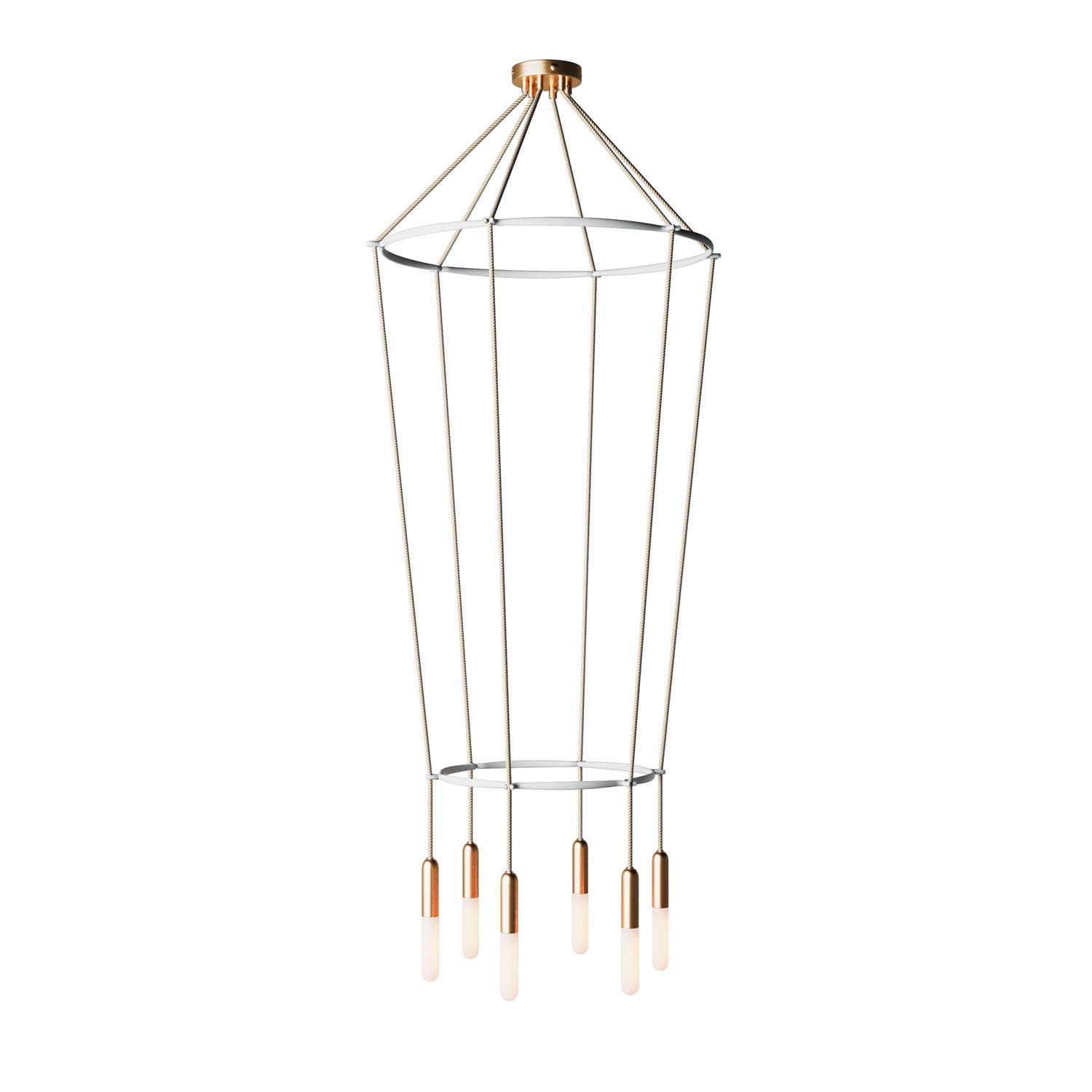 Lampadario 2 Cage a 6 cadute P-Light - Bronzo satinato