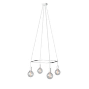 Lampadario Cage a 4 cadute Globo - Bianco opaco