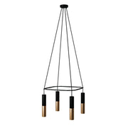 Lampadario Cage a 4 cadute Tub-E14 Doppio - Nero
