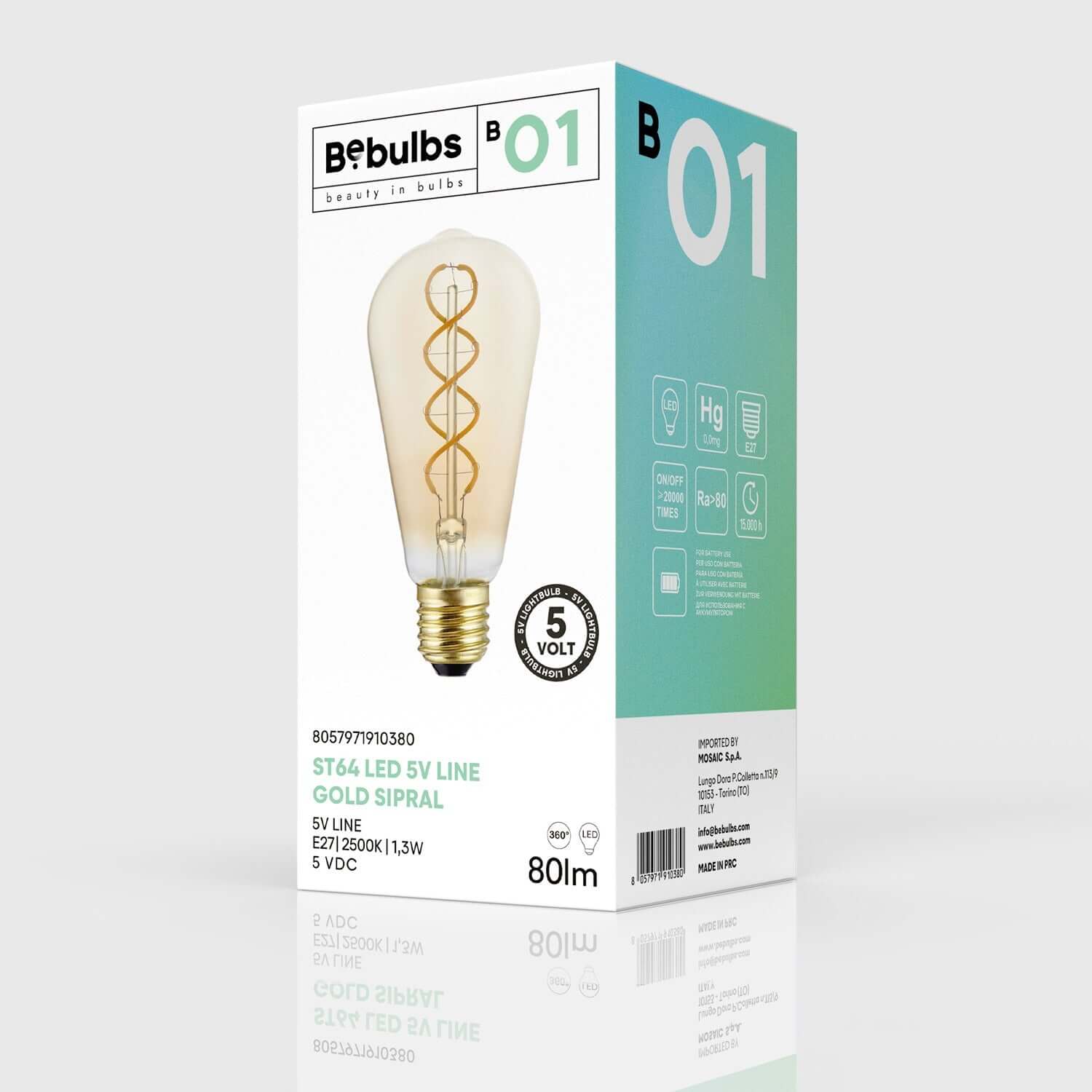 Lampadina LED dorata B01 Linea 5V Filamento a spirale Edison ST64 1,3W E27 Dimmerabile 2500K