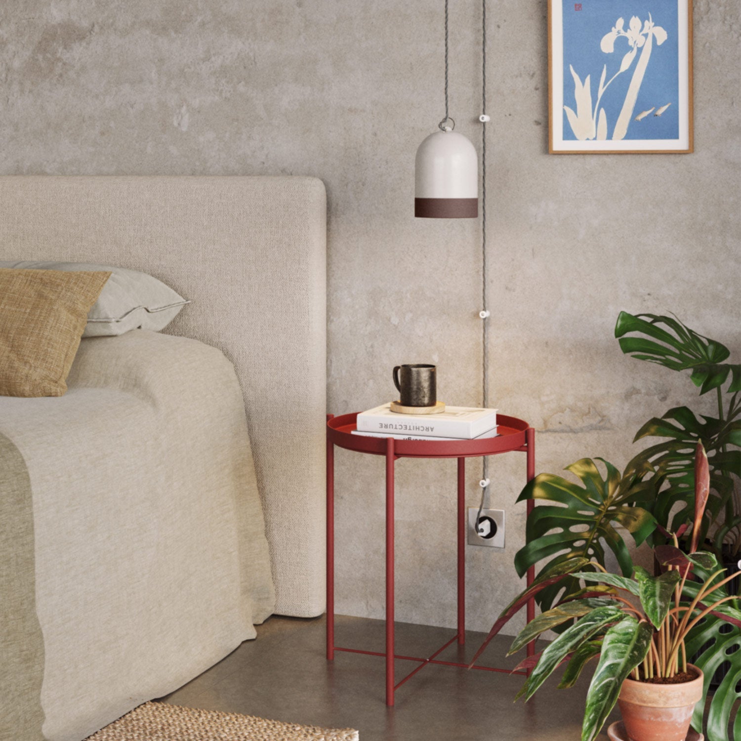 Paralume Campana Mini XS bicolore in ceramica Bianco e Marrone, collezione Materia - Made in Italy