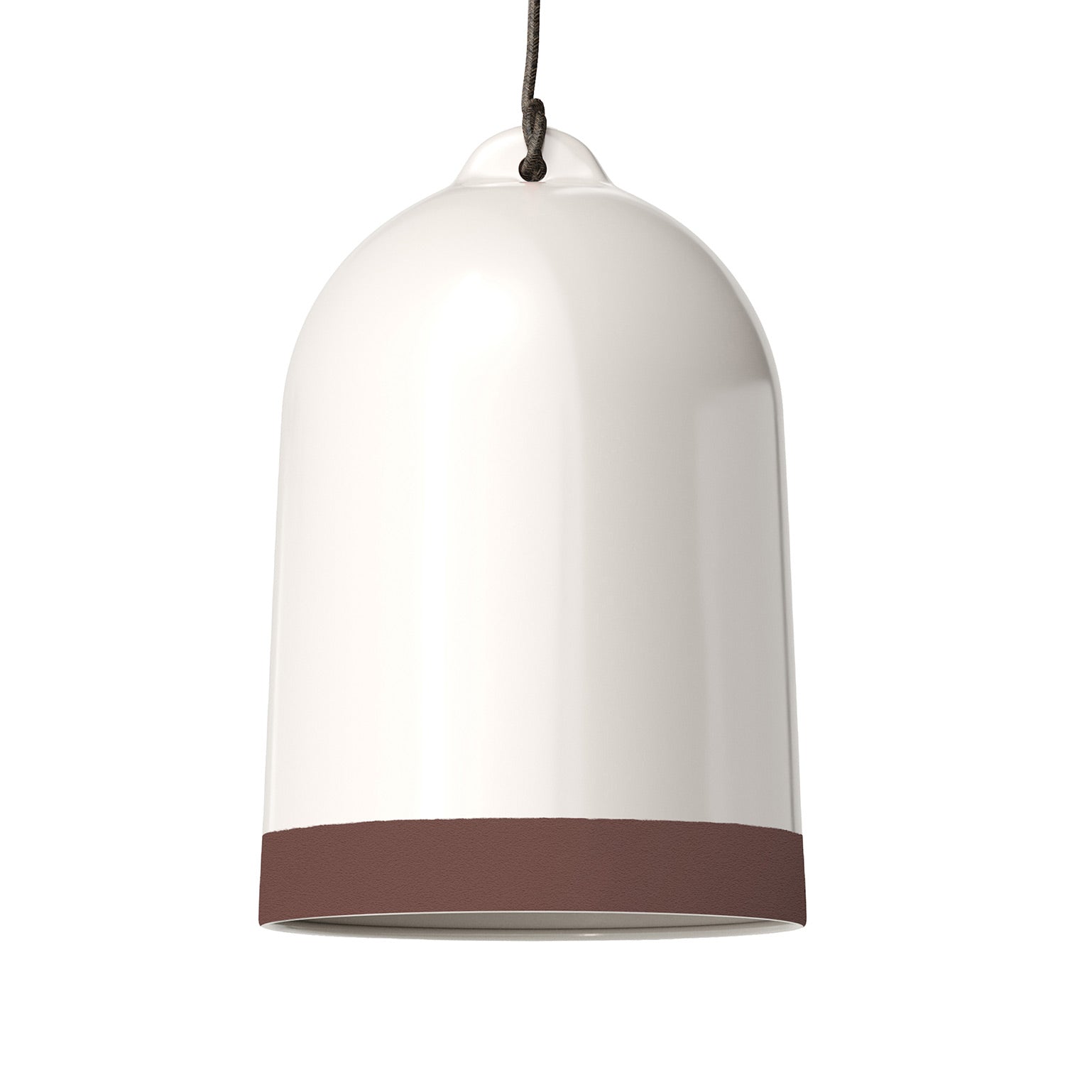 Paralume Campana XL bicolore in ceramica Bianco e Marrone, collezione Materia - Made in Italy