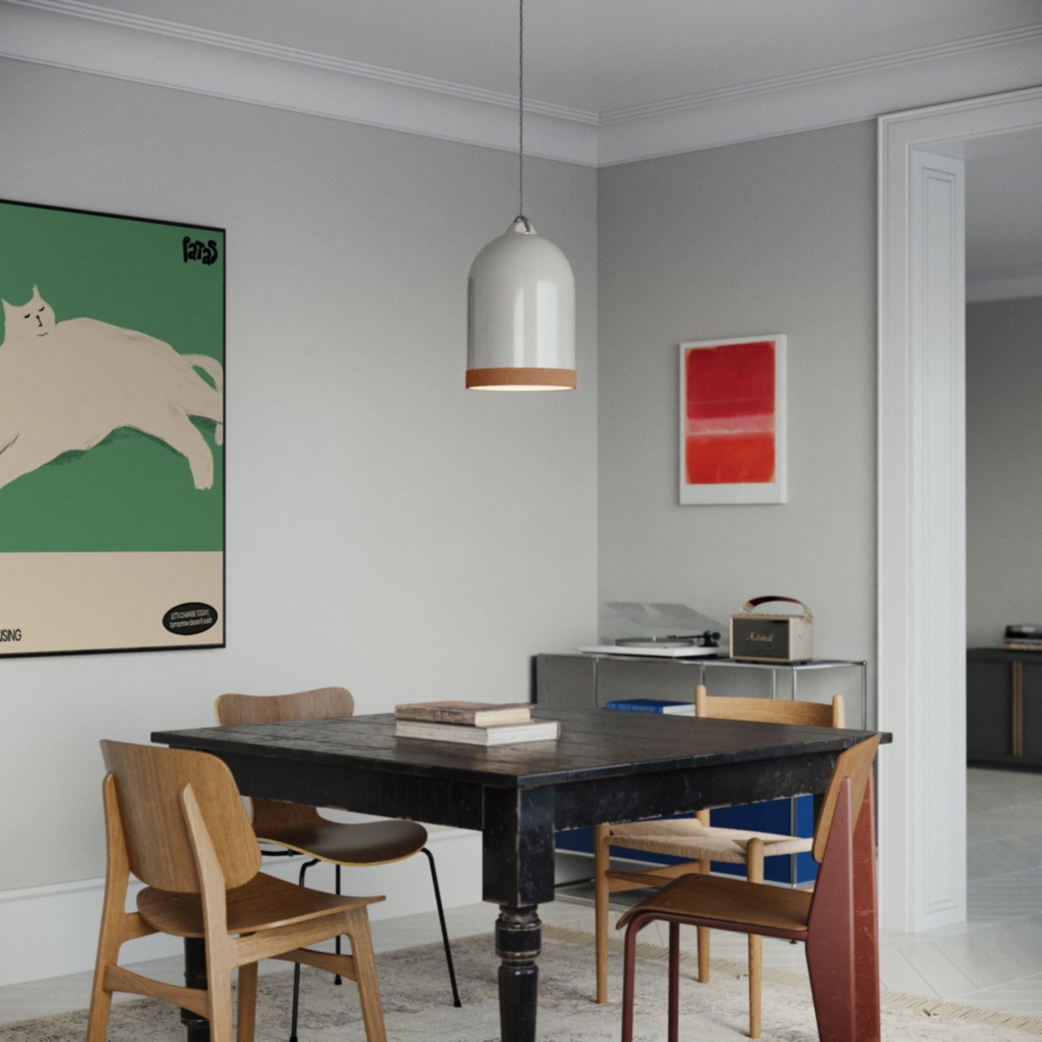 Paralume Campana XL bicolore in ceramica Bianco e Terracotta, collezione Materia - Made in Italy