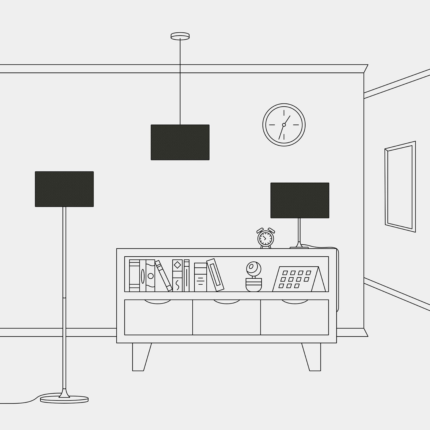 Paralume Cilindro L in tessuto con attacco E27 - Made in Italy - Nero/Oro