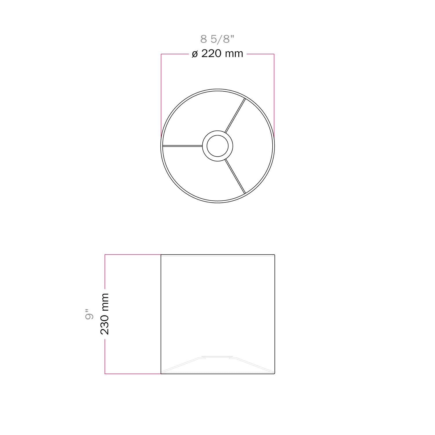 Paralume Cilindro M in tessuto con attacco E27 - Made in Italy - Raphia