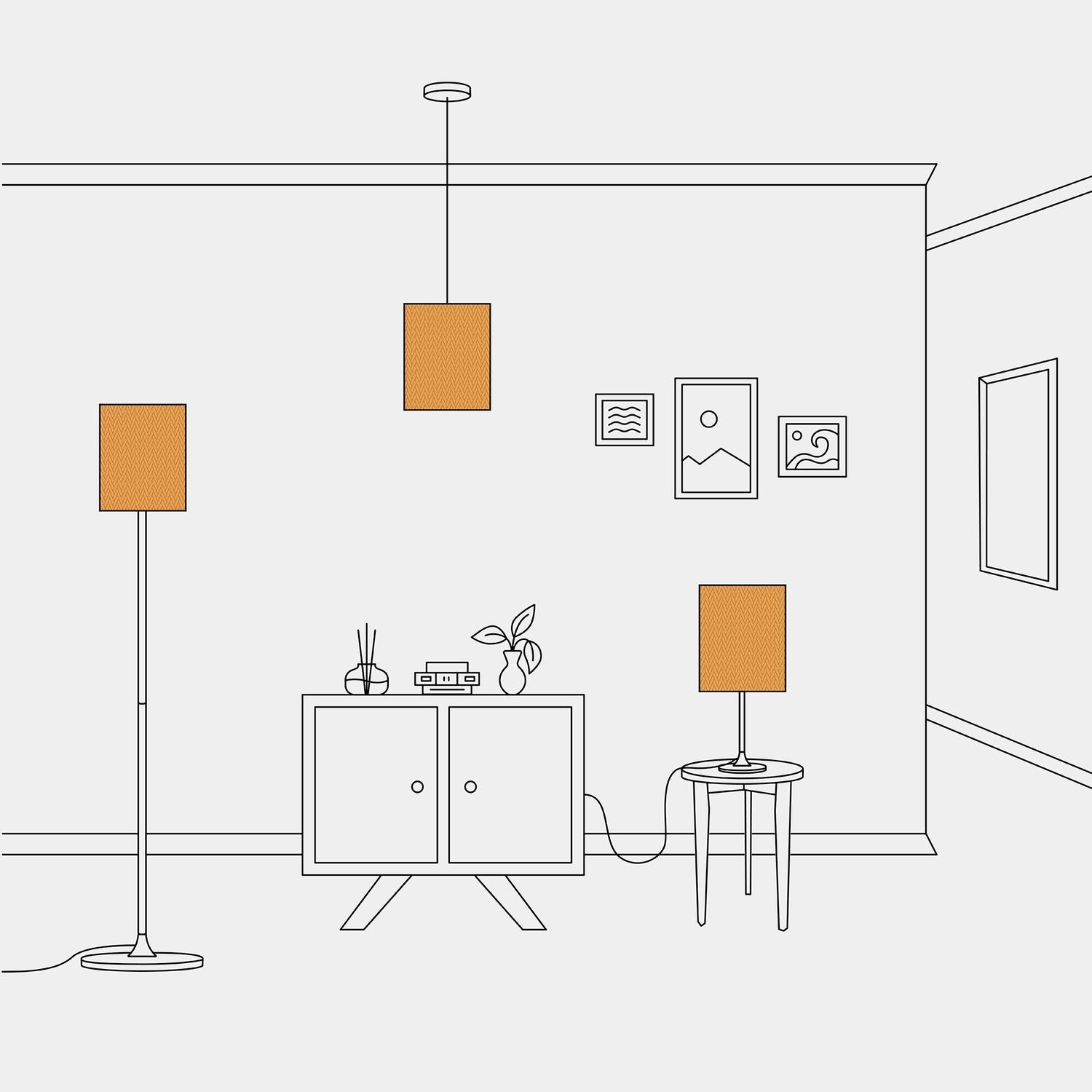 Paralume Cilindro M in tessuto con attacco E27 - Made in Italy - Teletta Mandarino