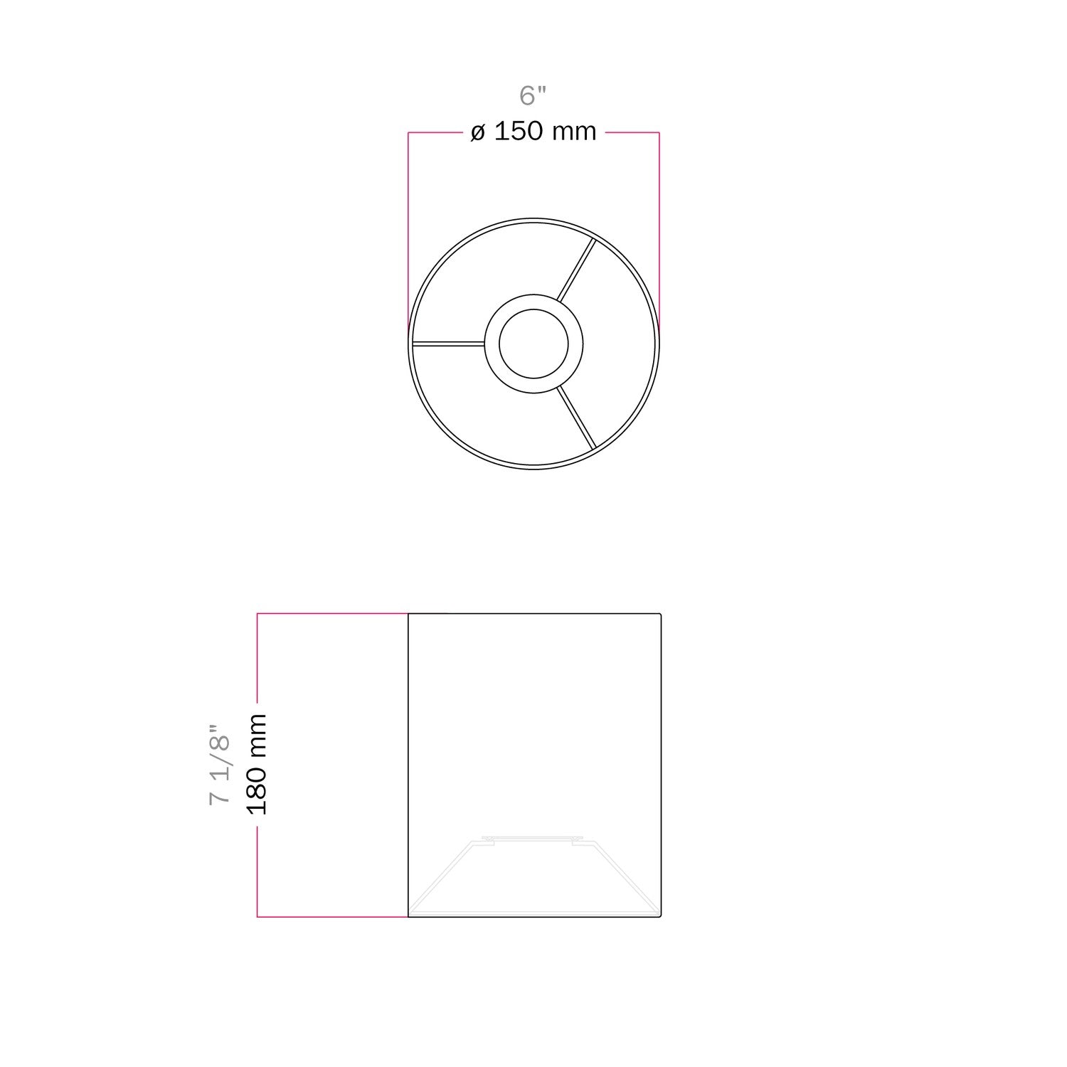 Paralume Cilindro S in tessuto con attacco E27 - Made in Italy - Camelot Grigio
